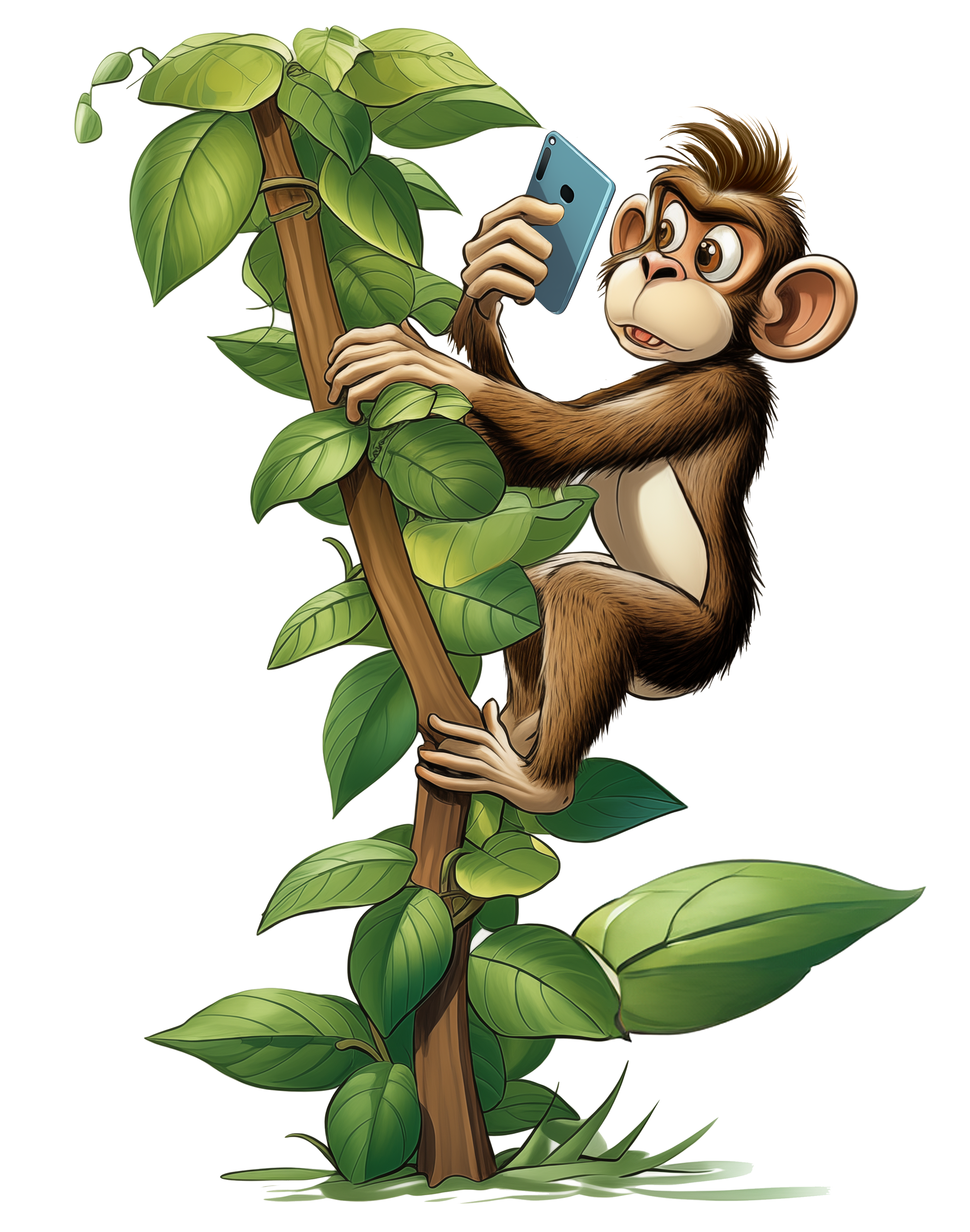 APE monkey holding a phone